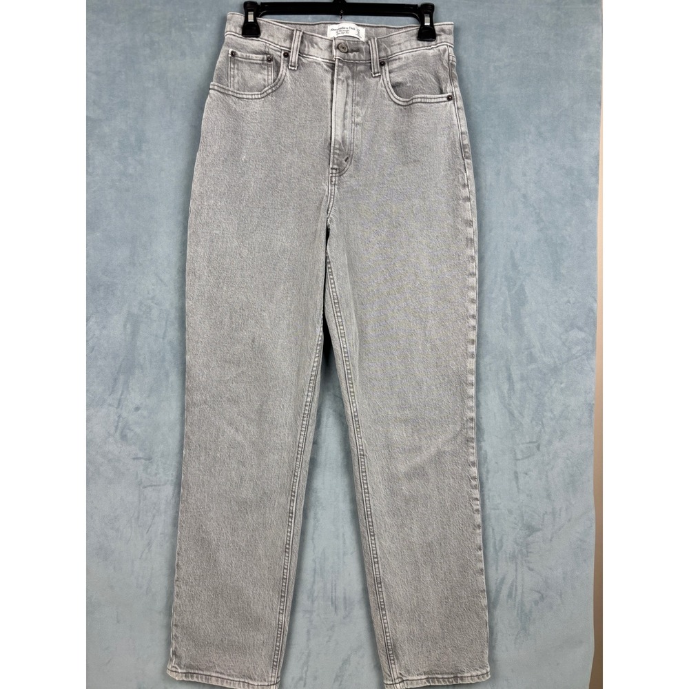 Abercrombie & Fitch Curve Love 90s Straight Ultra High Rise Grey Jeans 27 4R